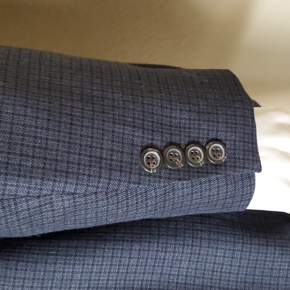 CHAPS Mens 44L Blazer Sport Coat Blue Checked Lined